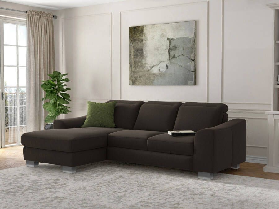 Sit&more Hoekbank Dundee L-vorm met binnenvering en edelstalen poten naar keuze met verstelbare hoofdsteun - Foto 3