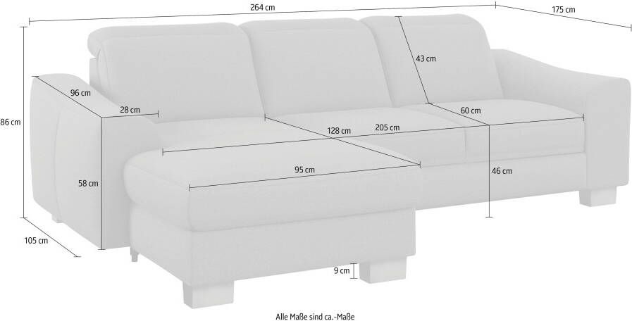 Sit&more Hoekbank Dundee L-vorm met binnenvering en edelstalen poten naar keuze met verstelbare hoofdsteun - Foto 9