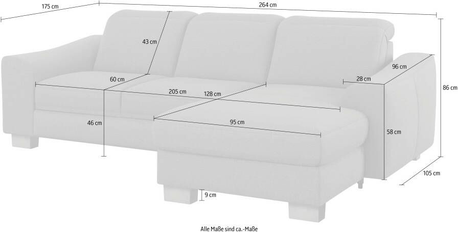 Sit&more Hoekbank Dundee L-vorm met binnenvering en edelstalen poten naar keuze met verstelbare hoofdsteun - Foto 9