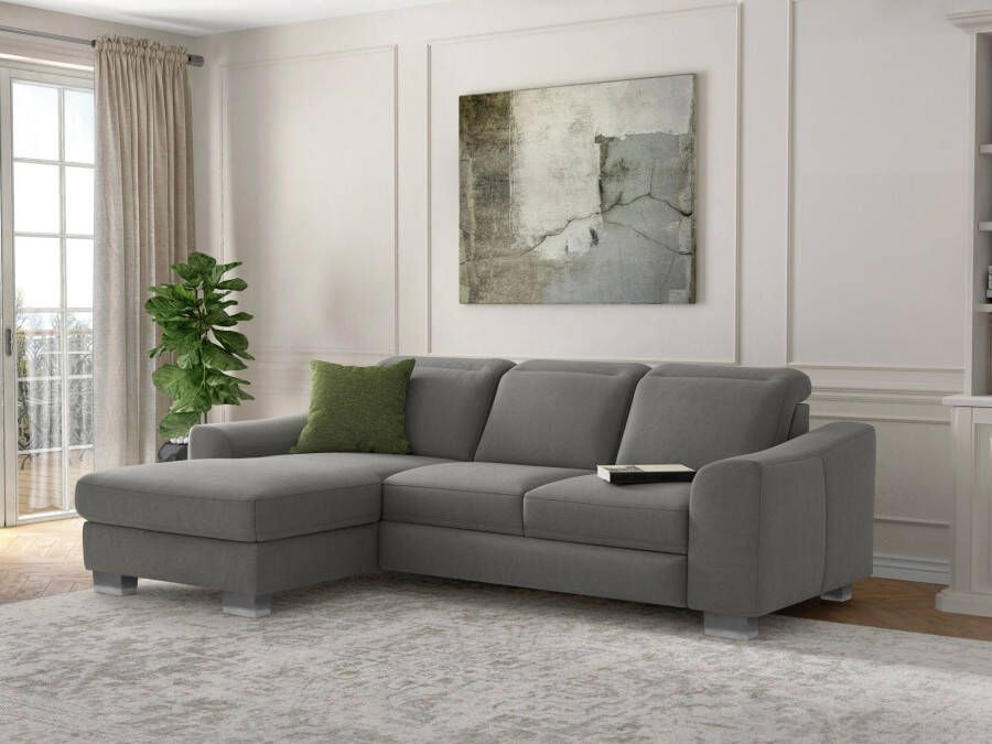 Sit&more Hoekbank Dundee L-vorm met binnenvering en edelstalen poten naar keuze met verstelbare hoofdsteun - Foto 3