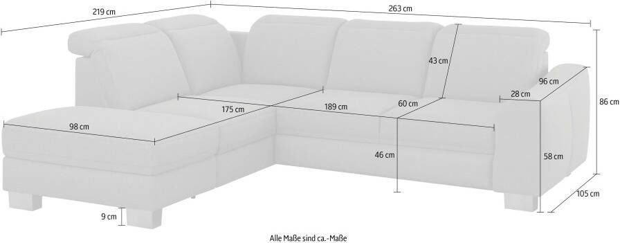 Sit&more Hoekbank Dundee L-vorm met binnenvering en edelstalen poten naar keuze met verstelbare hoofdsteun - Foto 10