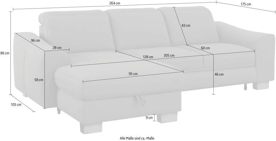 Sit&more Hoekbank Dundee L-vorm met binnenvering en edelstalen poten naar keuze met verstelbare hoofdsteun - Foto 8