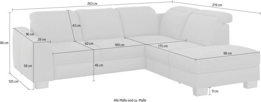 Sit&more Hoekbank Dundee L-vorm met binnenvering en edelstalen poten naar keuze met verstelbare hoofdsteun - Foto 10