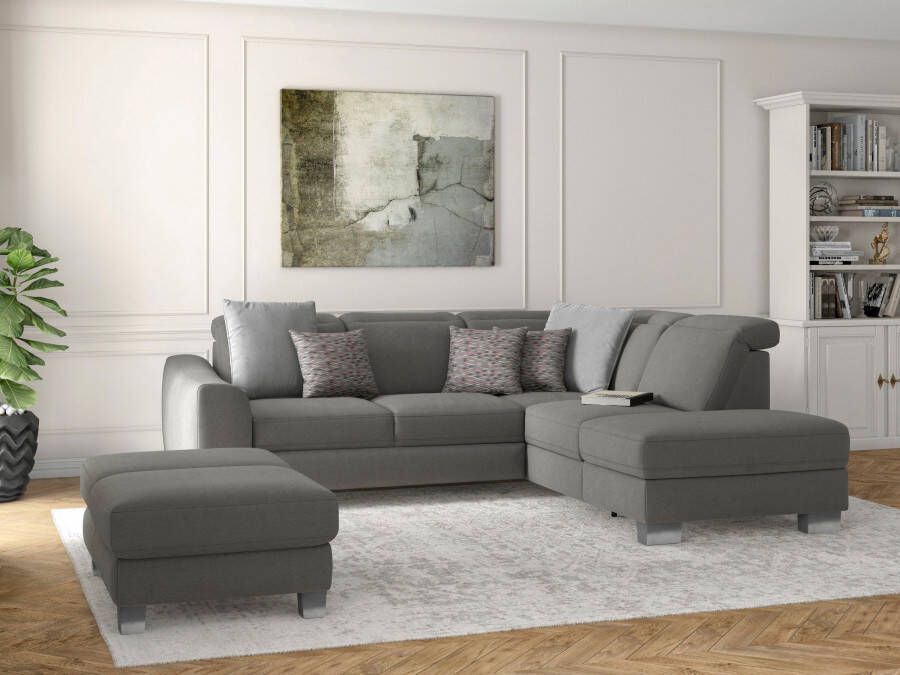 Sit&more Hoekbank Dundee L-vorm met binnenvering en edelstalen poten naar keuze met verstelbare hoofdsteun - Foto 3