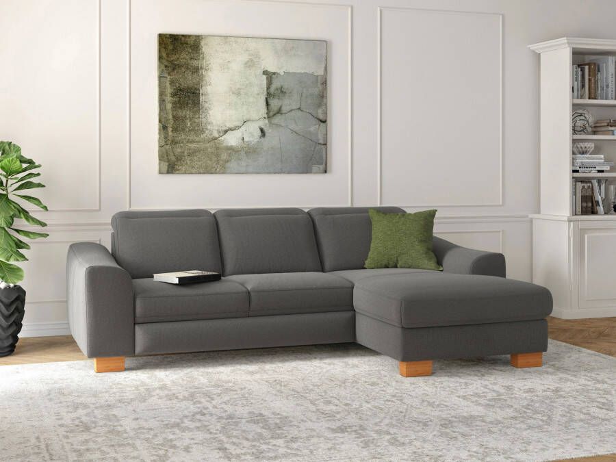 Sit&more Hoekbank Dundee L-vorm met binnenvering en massief houten poten naar keuze met verstelbare hoofdsteun - Foto 3