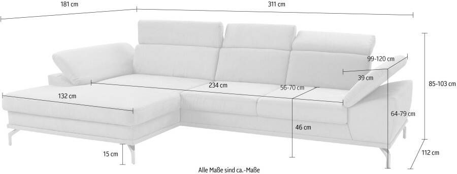 Sit&more Hoekbank Scorpio L-vorm inclusief zitdiepteverstelling naar keuze met verstelbaar hoofdeind - Foto 6