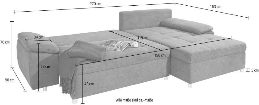 Sit&more Hoekbank Labene L-vorm naar keuze met slaapfunctie en bedkist ook als xxl-variant - Foto 6