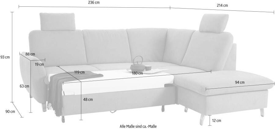 Sit&more Hoekbank Daytona L-vorm met binnenvering twee hoofdsteunen en naar keuze met slaapfunctie - Foto 3