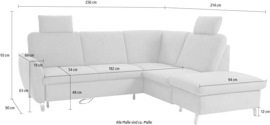 Sit&more Hoekbank Daytona L-vorm met binnenvering twee hoofdsteunen en naar keuze met slaapfunctie - Foto 3