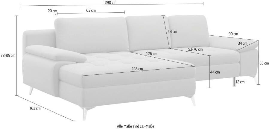 Sit&more Hoekbank Latigo L-vorm met mega-récamier naar keuze met slaapfunctie en bedkist - Foto 4