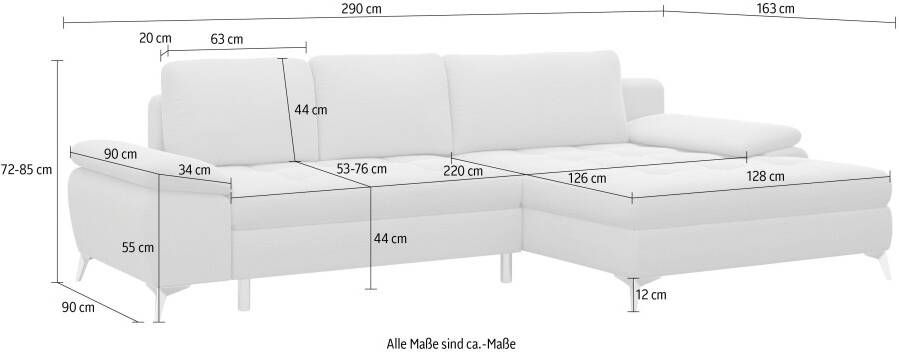 Sit&more Hoekbank Latigo L-vorm met mega-récamier naar keuze met slaapfunctie en bedkist - Foto 6