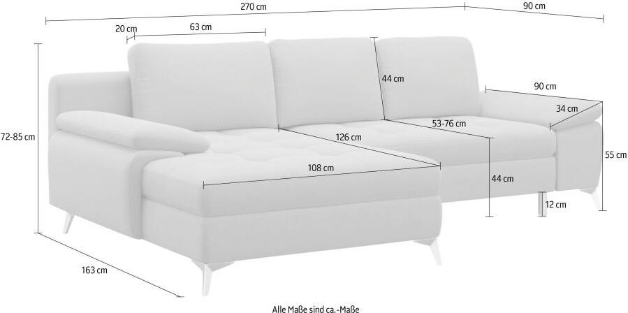 Sit&more Hoekbank Latigo L-vorm met récamier naar keuze met slaapfunctie en bedkist - Foto 5