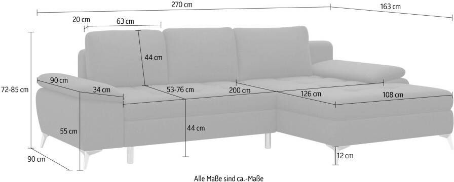 Sit&more Hoekbank Latigo L-vorm met récamier naar keuze met slaapfunctie en bedkist - Foto 8