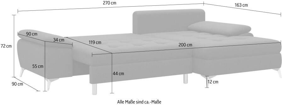 Sit&more Hoekbank Latigo L-vorm met récamier naar keuze met slaapfunctie en bedkist - Foto 8