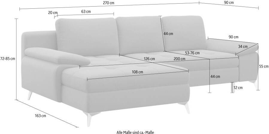 Sit&more Hoekbank Latigo L-vorm met récamier naar keuze met slaapfunctie en bedkist - Foto 5