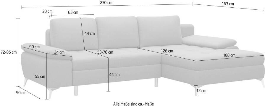 Sit&more Hoekbank Latigo L-vorm met récamier naar keuze met slaapfunctie en bedkist - Foto 6