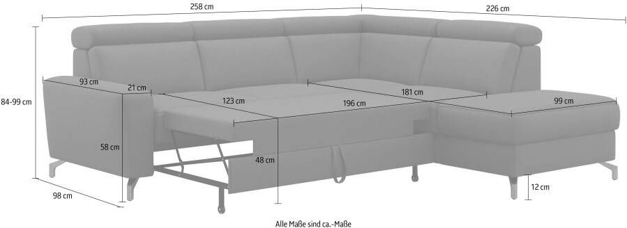 Sit&more Hoekbank Scarlett L-vorm met verstelbare hoofdsteun naar keuze met slaapfunctie bedkist - Foto 9