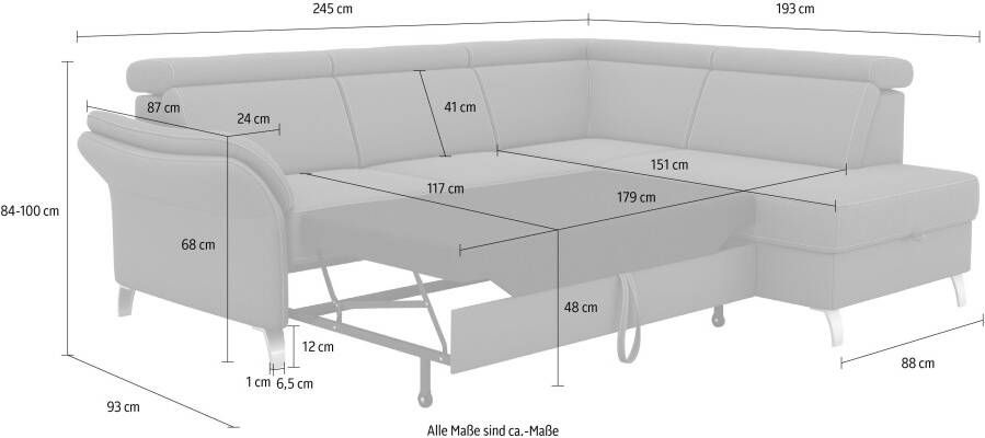 Sit&more Hoekbank Vincenzo L-vorm met verstelbare hoofdsteun naar keuze met slaapfunctie bedkist - Foto 7