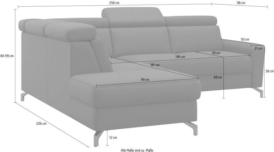 Sit&more Hoekbank Scarlett L-vorm met verstelbare hoofdsteun naar keuze met slaapfunctie bedkist - Foto 7