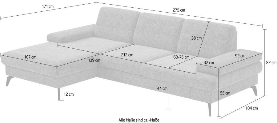 Sit&more Hoekbank Morris L-vorm incl. zitdiepteverstelling optioneel met slaapfunctie en bedbox en verstelling armleuning - Foto 6