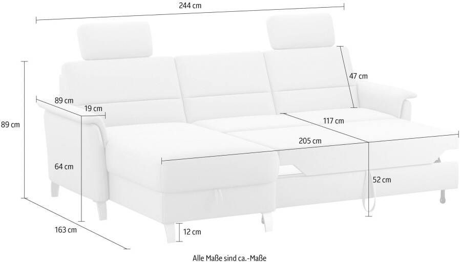 Sit&more Hoekbank Palmera L-vorm B: 244 cm optioneel bedfunctie & bedlade veerkern - Foto 4