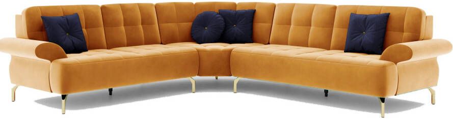 Sit&more Hoekbank Orient 1 V L-Form inclusief 4 sierkussens met strassteentjes goudkleurige metalen poten - Foto 8