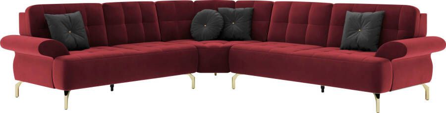 Sit&more Hoekbank Orient 1 V L-vorm inclusief 4 sierkussens met strassteentjes goudkleurige metalen poten - Foto 7