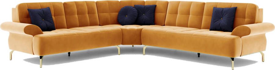 Sit&more Hoekbank Orient 1 V L-Form inclusief 4 sierkussens met strassteentjes goudkleurige metalen poten - Foto 9