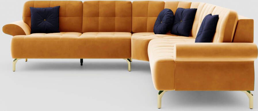 Sit&more Hoekbank Orient 1 V L-Form inclusief 4 sierkussens met strassteentjes goudkleurige metalen poten - Foto 6