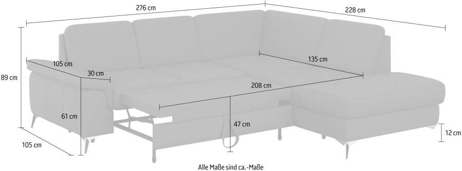Sit&more Hoekbank Padua L-vorm inclusief zitdiepteverstelling armleuning en binnenvering - Foto 9