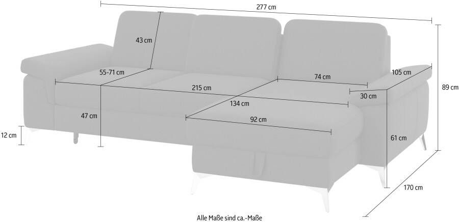 Sit&more Hoekbank Padua L-vorm inclusief zitdiepteverstelling armleuning en binnenvering - Foto 9