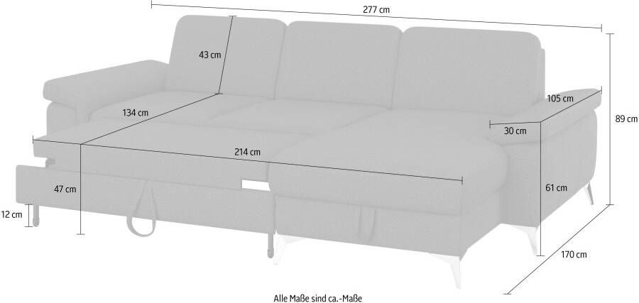 Sit&more Hoekbank Padua L-vorm inclusief zitdiepteverstelling armleuning en binnenvering - Foto 10