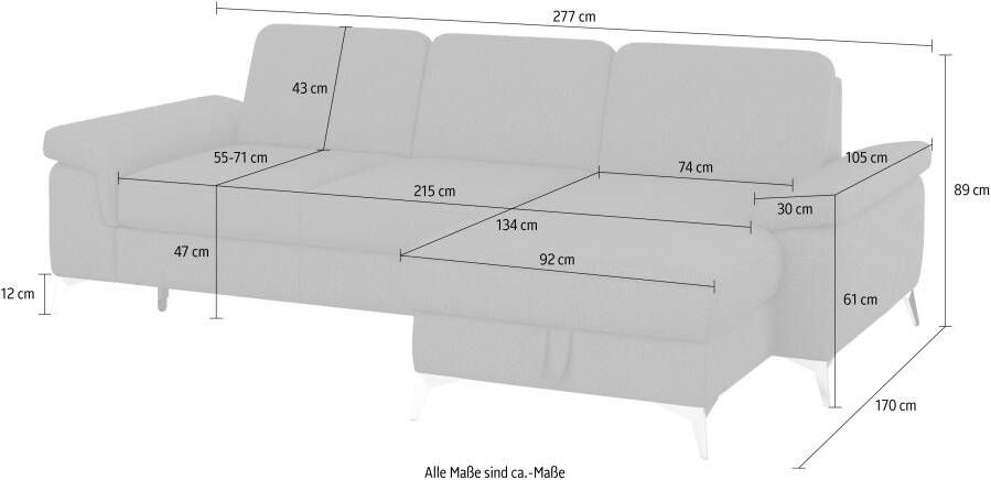 Sit&more Hoekbank Padua L-vorm inclusief zitdiepteverstelling armleuning en binnenvering - Foto 9