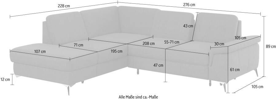 Sit&more Hoekbank Padua L-vorm inclusief zitdiepteverstelling armleuning en binnenvering - Foto 10