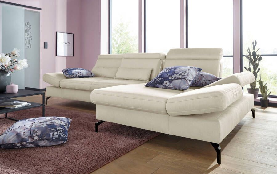 Sit&more Hoekbank Brisbane L-vorm Poothoogte 15 cm inclusief verstelbare zitdiepte armleuningen en hoofdeind - Foto 6