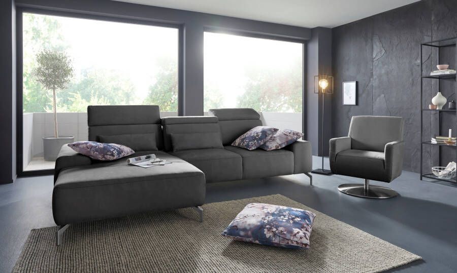 Sit&more Hoekbank Gizeh L-vorm Poothoogte 15 cm inclusief zitdiepteverstelling en verstelbare hoofdsteun - Foto 4