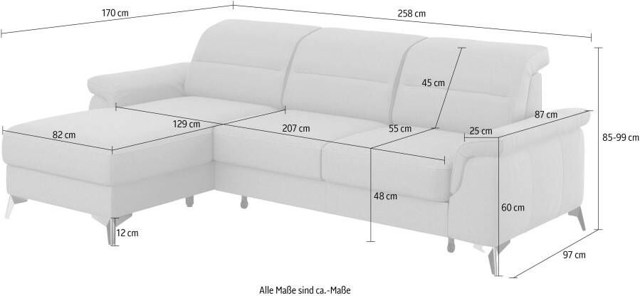 Sit&more Hoekbank Sinatra L-vorm met récamier optioneel met verstelbare hoofdsteun en armleuning - Foto 4