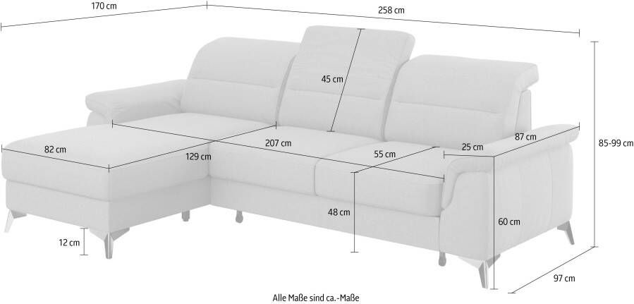 Sit&more Hoekbank Sinatra L-vorm met récamier optioneel met verstelbare hoofdsteun en armleuning - Foto 4