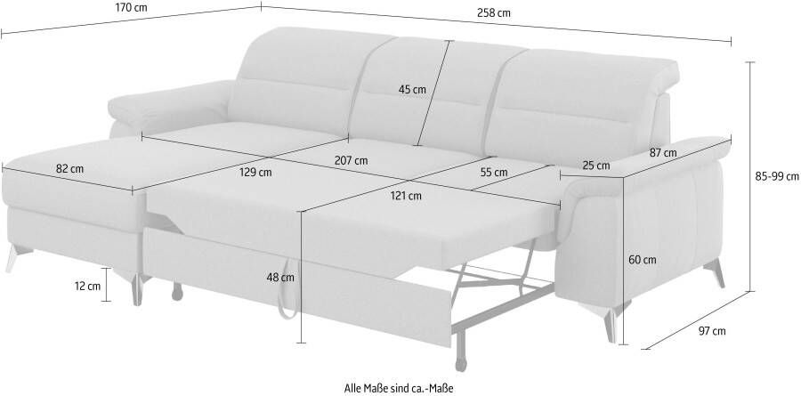 Sit&more Hoekbank Sinatra L-vorm met récamier optioneel met verstelbare hoofdsteun en armleuning - Foto 4