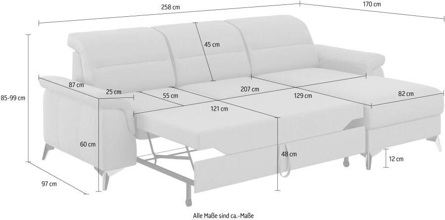 Sit&more Hoekbank Sinatra L-vorm met récamier optioneel met verstelbare hoofdsteun en armleuning - Foto 4