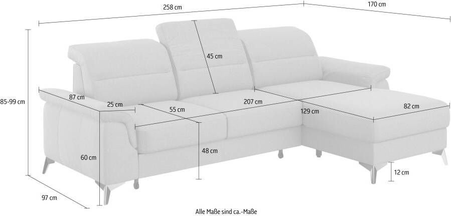 Sit&more Hoekbank Sinatra L-vorm met récamier optioneel met verstelbare hoofdsteun en armleuning - Foto 4