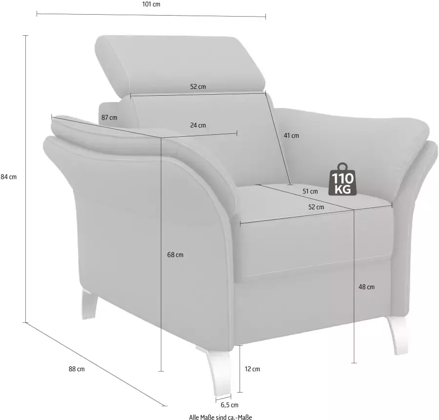 Sit&more Fauteuil Vincenzo inclusief verstelbaar hoofdeind