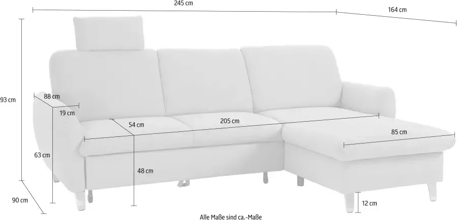 Sit&more Hoekbank Daytona L-vorm met binnenvering een hoofdsteun en naar keuze met slaapfunctie