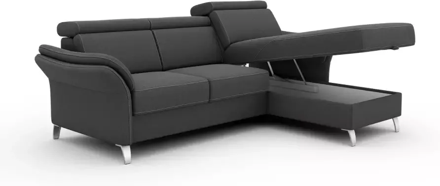 Sit&more Hoekbank Vincenzo L-vorm met verstelbare hoofdsteun naar keuze met slaapfunctie bedkist - Foto 7