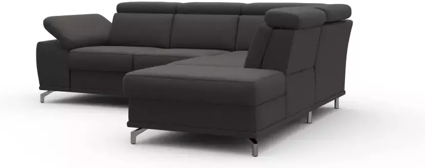sit&more Hoekbank met zitdiepteverstelling en binnenvering naar keuze met slaapfunctie en bedkist telkens inclusief 3 lendenkussens vrij plaatsbaar