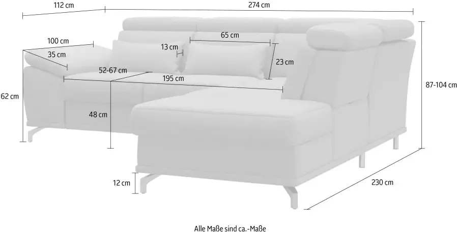 sit&more Hoekbank met zitdiepteverstelling en binnenvering naar keuze met slaapfunctie en bedkist telkens inclusief 3 lendenkussens vrij plaatsbaar
