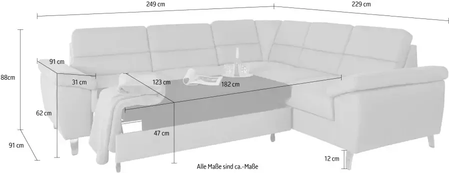 Sit&more Hoekbank Sorano L-Form naar keuze met slaap- en relaxfunctie met bedkist