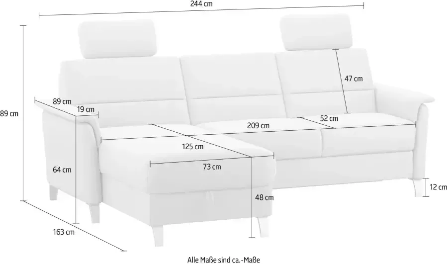 Sit&more Hoekbank Palmera L-vorm B: 244 cm optioneel bedfunctie & bedlade veerkern - Foto 4