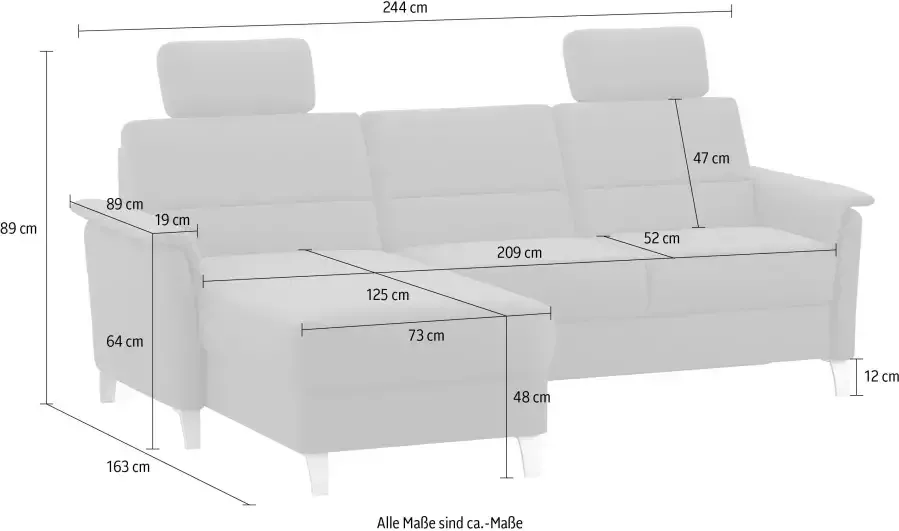 Sit&more Hoekbank Palmera L-vorm B: 244 cm optioneel bedfunctie & bedlade veerkern - Foto 3