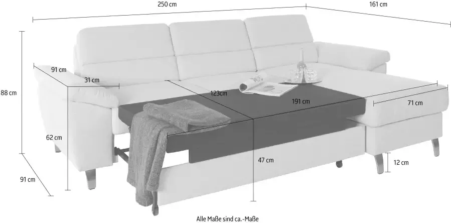 Sit&more Hoekbank Sorano L-vorm naar keuze met slaapfunctie en bedkist